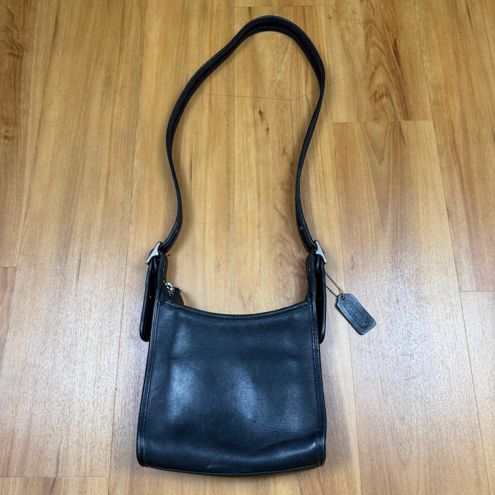 Vintage Coach Ergo Zip Black Leather Crossbody Bag 9997 Made‎ in USA